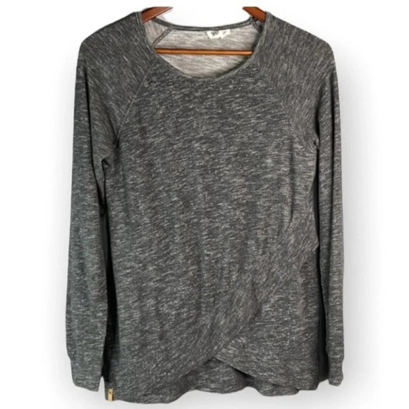TENTREE Acre Sweater Organic Cotton Grey Longsleeve Marled Crossover Hem Size XS - Picture 2 of 10